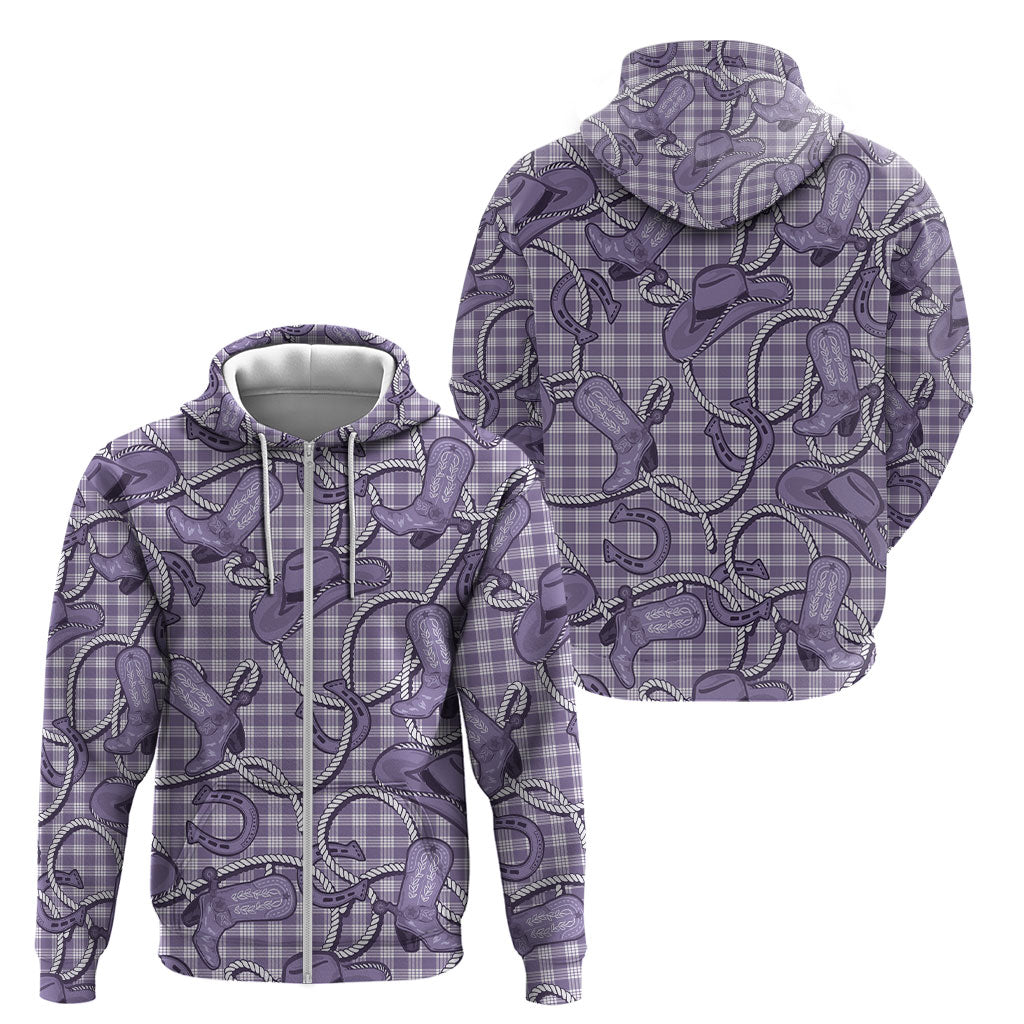 Purple Hawaii Palaka Cowboy Zip Hoodie Hawaiian Paniolo Festival Spirit LT19 - Polynesian Pride