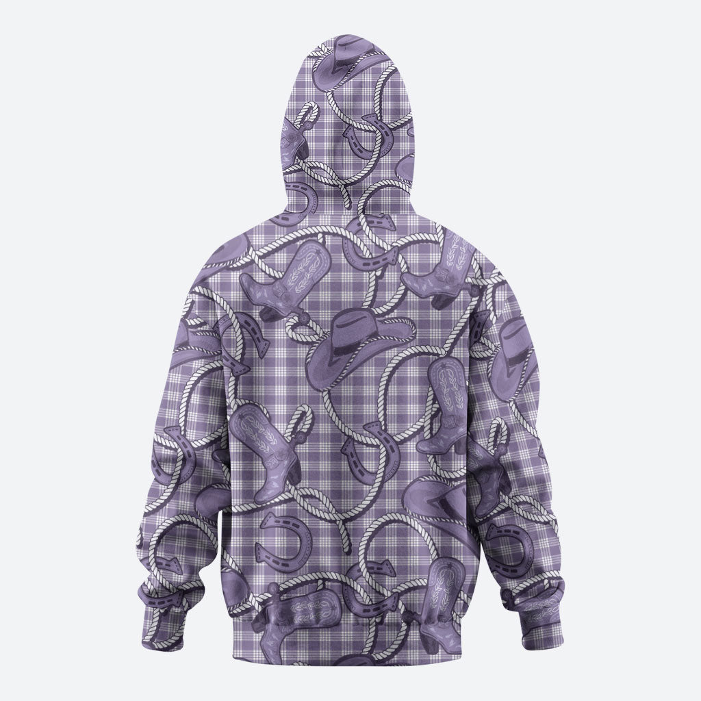 Purple Hawaii Palaka Cowboy Zip Hoodie Hawaiian Paniolo Festival Spirit LT19 - Polynesian Pride