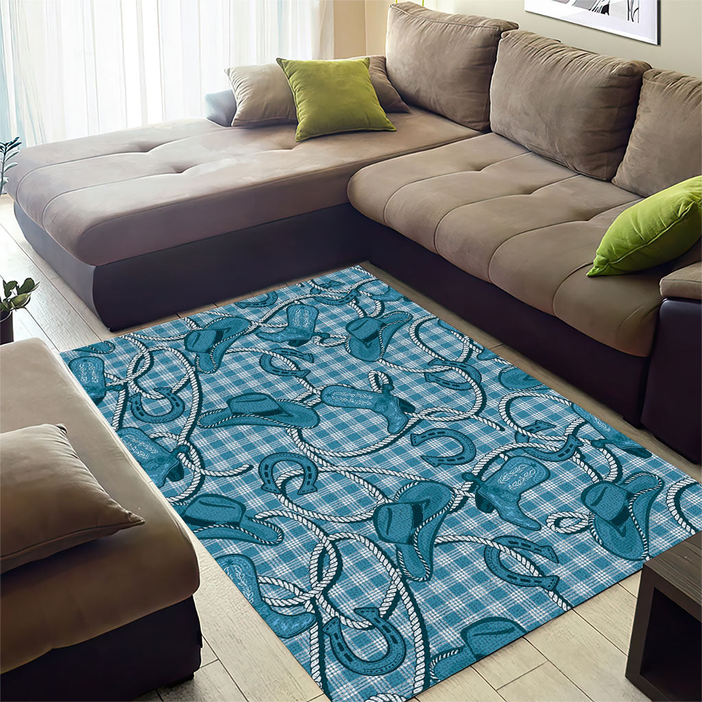 Blue Hawaii Palaka Cowboy Area Rug Hawaiian Paniolo Festival Spirit LT19 - Polynesian Pride