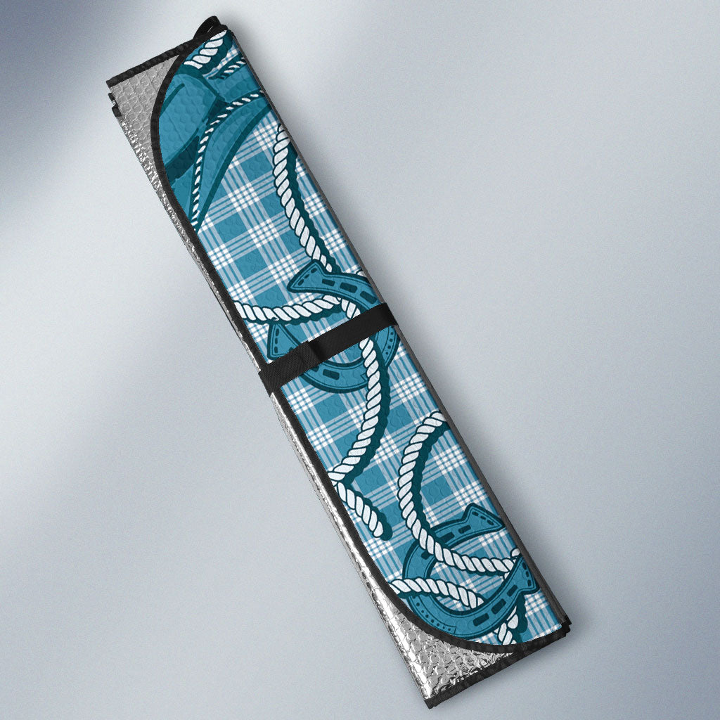Blue Hawaii Palaka Cowboy Auto Sun Shade Hawaiian Paniolo Festival Spirit LT19 - Polynesian Pride