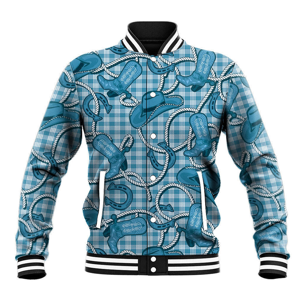 Blue Hawaii Palaka Cowboy Baseball Jacket Hawaiian Paniolo Festival Spirit LT19 Unisex Blue - Polynesian Pride