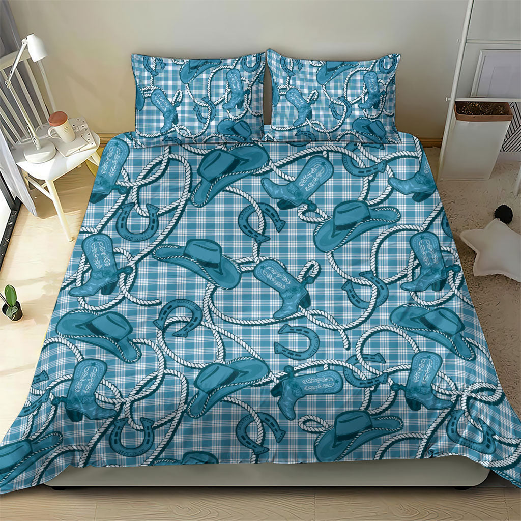 Blue Hawaii Palaka Cowboy Bedding Set Hawaiian Paniolo Festival Spirit LT19 - Polynesian Pride