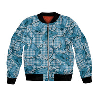Blue Hawaii Palaka Cowboy Bomber Jacket Hawaiian Paniolo Festival Spirit LT19 Unisex Blue - Polynesian Pride