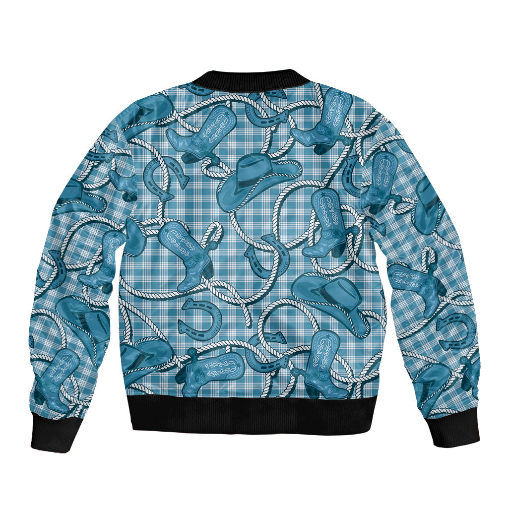 Blue Hawaii Palaka Cowboy Bomber Jacket Hawaiian Paniolo Festival Spirit LT19 - Polynesian Pride