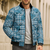 Blue Hawaii Palaka Cowboy Bomber Puffer Jacket Hawaiian Paniolo Festival Spirit LT19 - Polynesian Pride