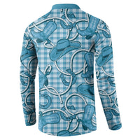Blue Hawaii Palaka Cowboy Button Sweatshirt Hawaiian Paniolo Festival Spirit LT19 - Polynesian Pride