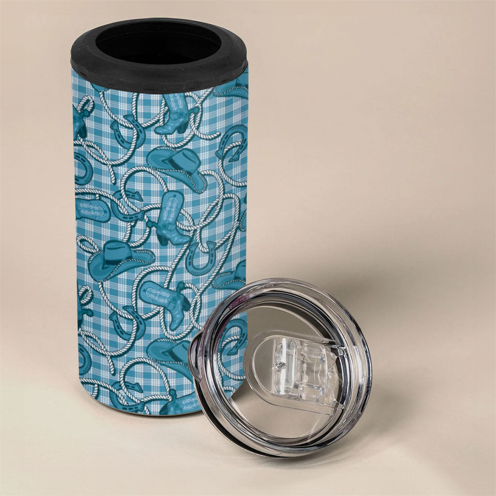 Blue Hawaii Palaka Cowboy 4 in 1 Can Cooler Tumbler Hawaiian Paniolo Festival Spirit LT19 - Polynesian Pride