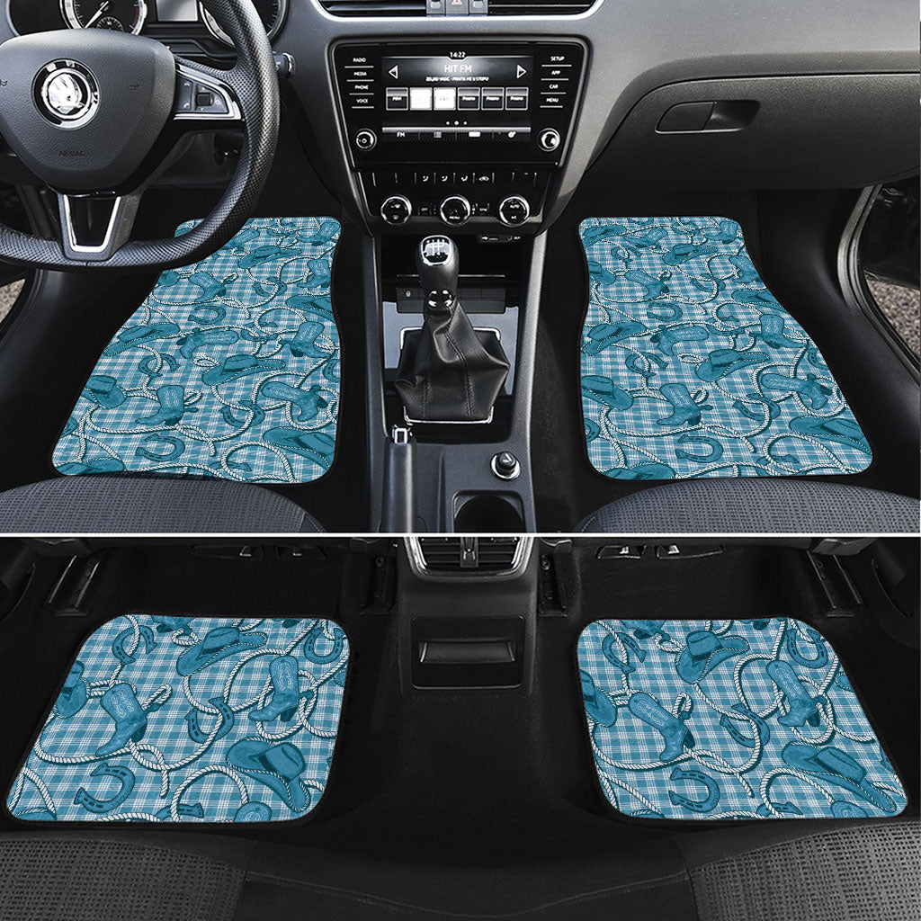 Blue Hawaii Palaka Cowboy Car Mats Hawaiian Paniolo Festival Spirit LT19 Set 4pcs Blue - Polynesian Pride