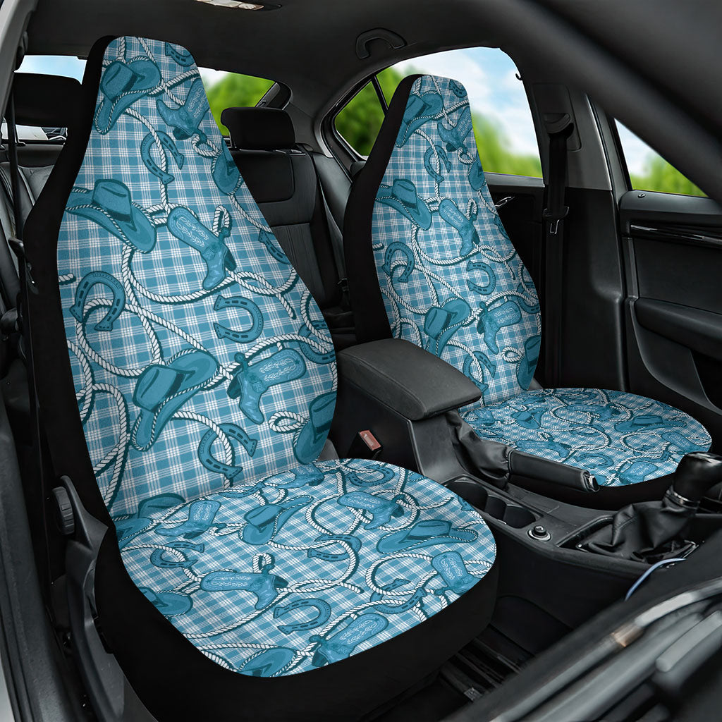 Blue Hawaii Palaka Cowboy Car Seat Cover Hawaiian Paniolo Festival Spirit LT19 One Size Blue - Polynesian Pride