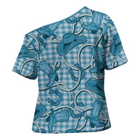 Blue Hawaii Palaka Cowboy Cross Shoulder Shirt Hawaiian Paniolo Festival Spirit LT19 - Polynesian Pride