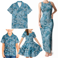 Blue Hawaii Palaka Cowboy Family Matching Tank Maxi Dress and Hawaiian Shirt Hawaiian Paniolo Festival Spirit LT19 - Polynesian Pride