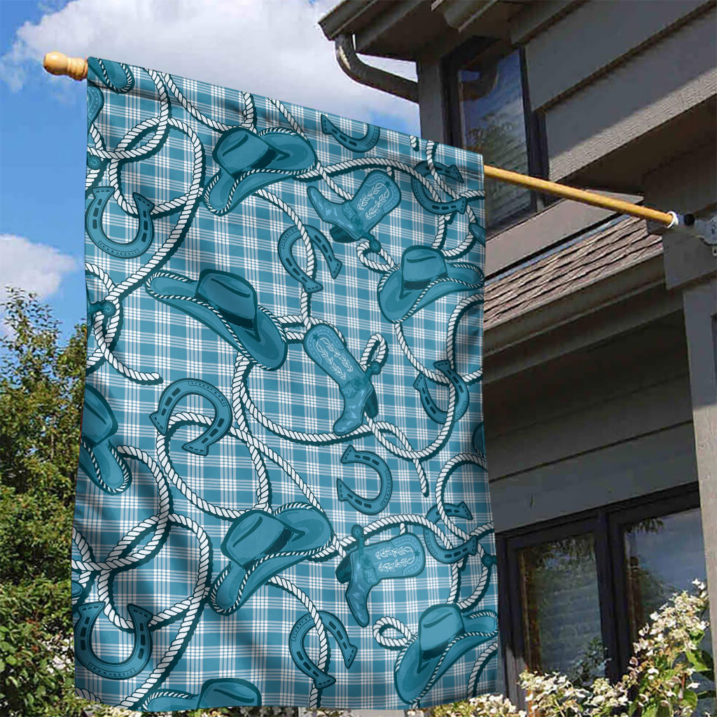 Blue Hawaii Palaka Cowboy Garden Flag Hawaiian Paniolo Festival Spirit LT19 - Polynesian Pride