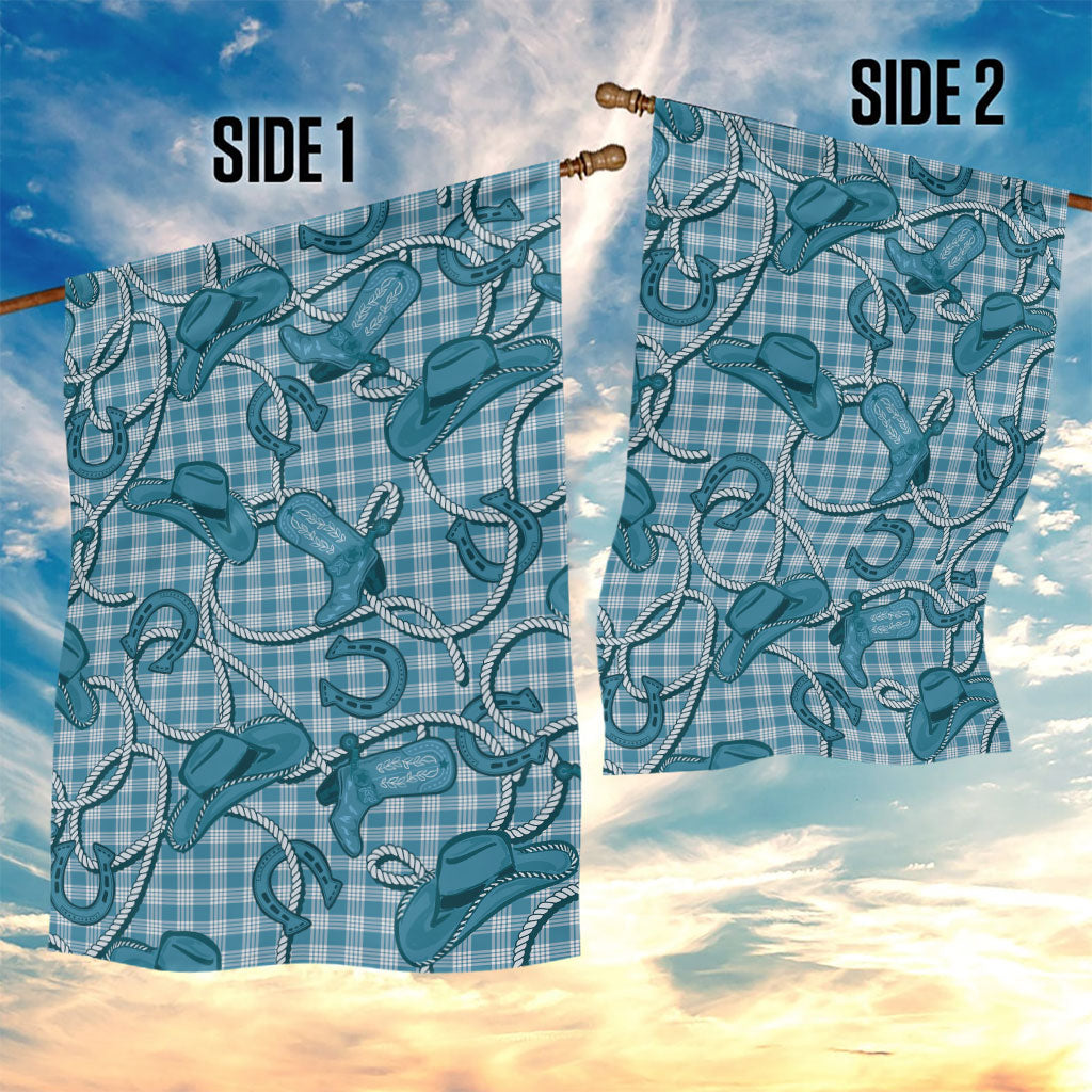 Blue Hawaii Palaka Cowboy Garden Flag Hawaiian Paniolo Festival Spirit LT19 - Polynesian Pride