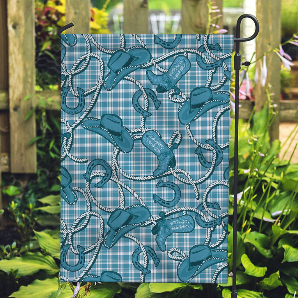 Blue Hawaii Palaka Cowboy Garden Flag Hawaiian Paniolo Festival Spirit LT19 Garden Flag Blue - Polynesian Pride