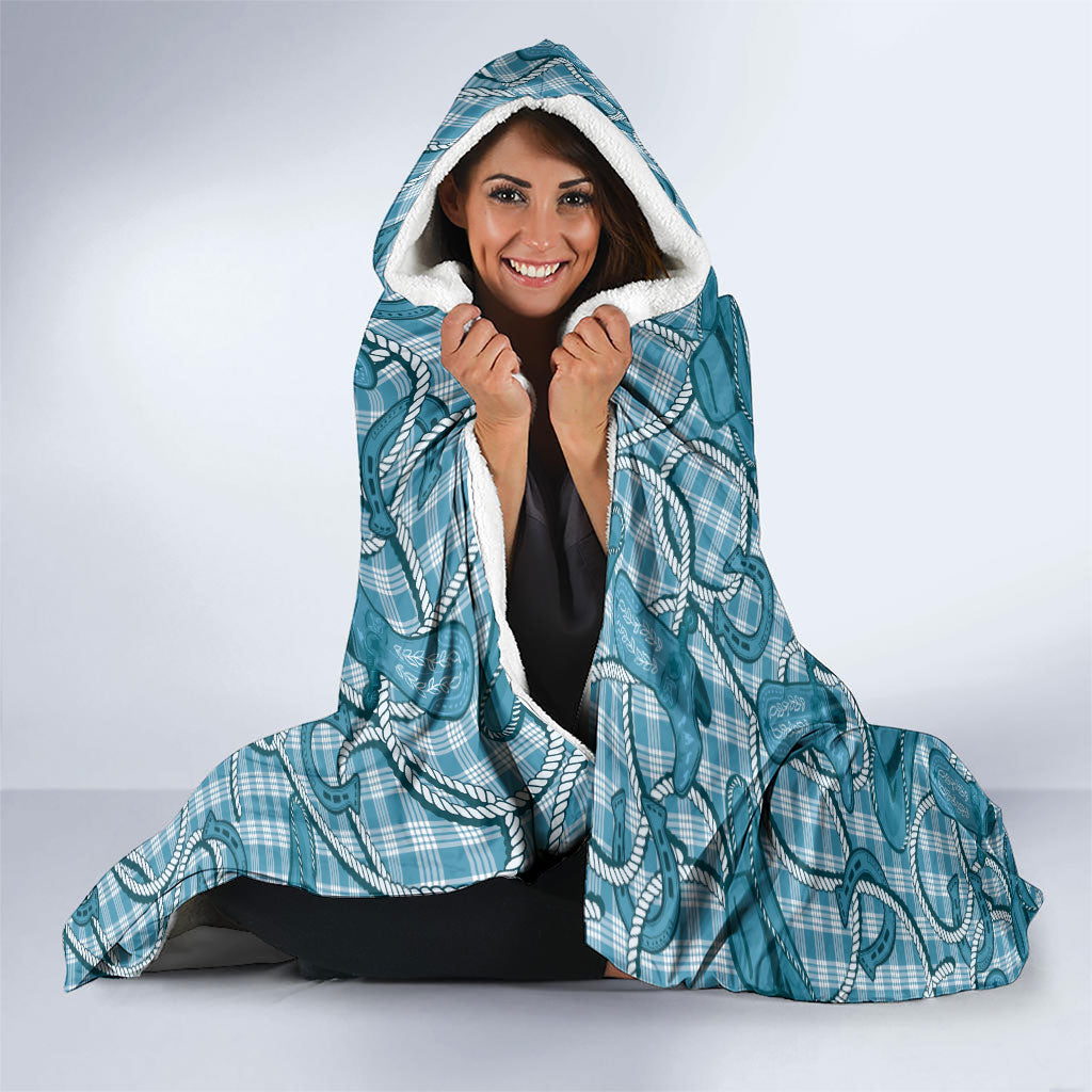 Blue Hawaii Palaka Cowboy Hooded Blanket Hawaiian Paniolo Festival Spirit LT19 - Polynesian Pride