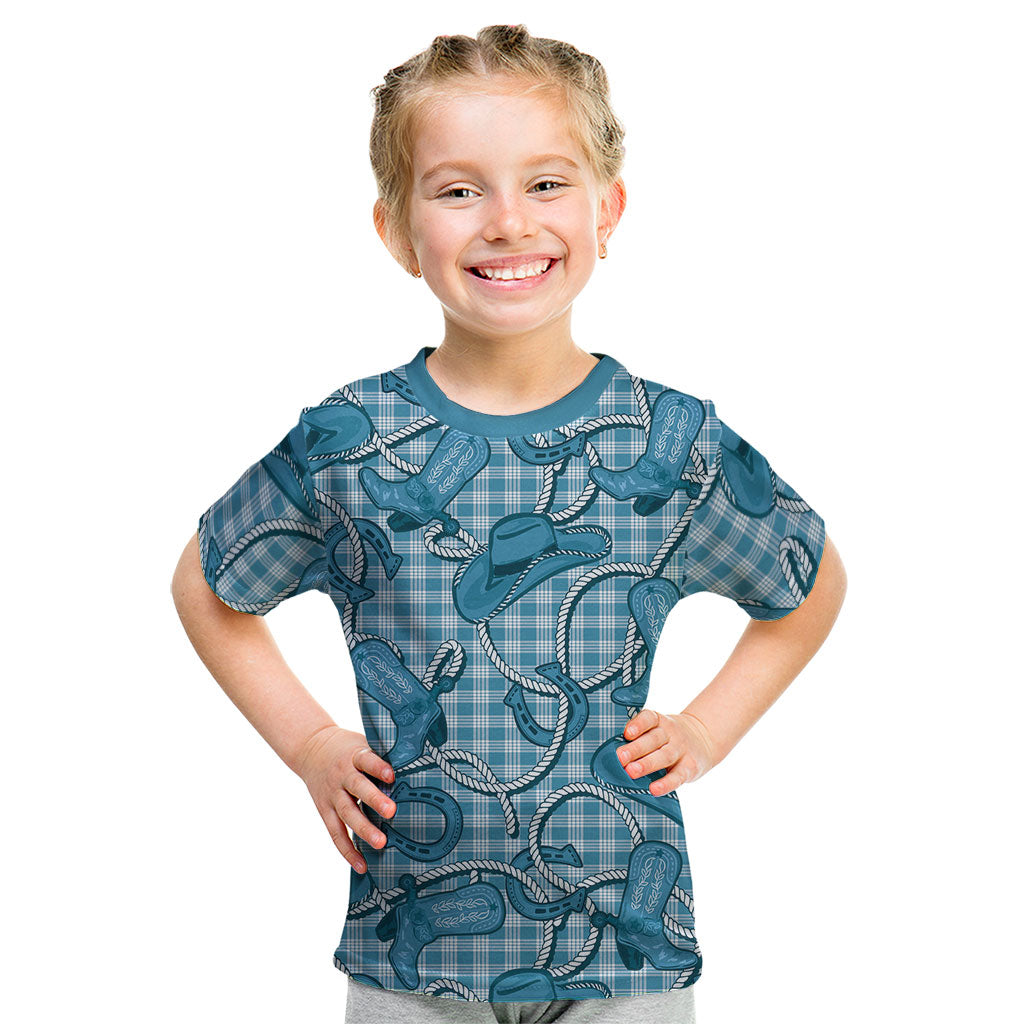 Blue Hawaii Palaka Cowboy Kid T Shirt Hawaiian Paniolo Festival Spirit LT19 Blue - Polynesian Pride