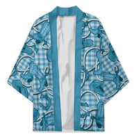 Blue Hawaii Palaka Cowboy Kimono Hawaiian Paniolo Festival Spirit LT19 Unisex Blue - Polynesian Pride