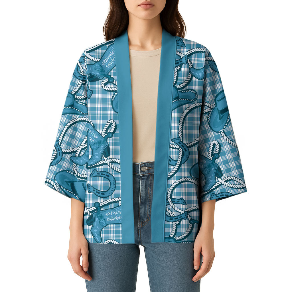 Blue Hawaii Palaka Cowboy Kimono Hawaiian Paniolo Festival Spirit LT19 - Polynesian Pride