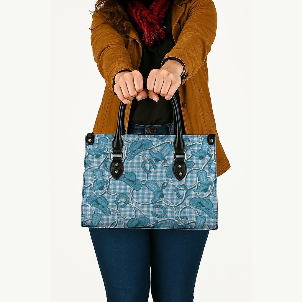 Blue Hawaii Palaka Cowboy Leather Bag Hawaiian Paniolo Festival Spirit LT19 - Polynesian Pride