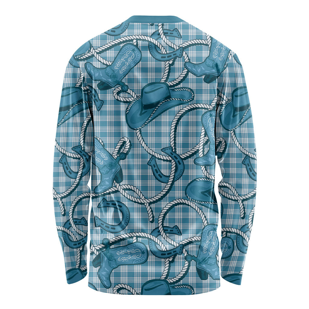 Blue Hawaii Palaka Cowboy Long Sleeve Shirt Hawaiian Paniolo Festival Spirit LT19 - Polynesian Pride