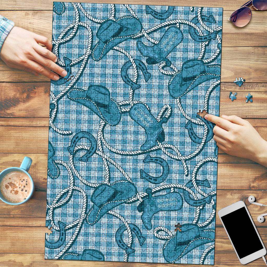 Blue Hawaii Palaka Cowboy Puzzle Hawaiian Paniolo Festival Spirit LT19 Blue - Polynesian Pride