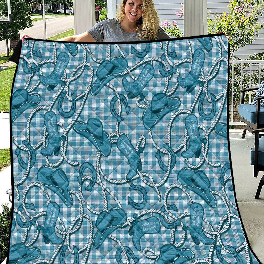 Blue Hawaii Palaka Cowboy Quilt Hawaiian Paniolo Festival Spirit LT19 Blue - Polynesian Pride