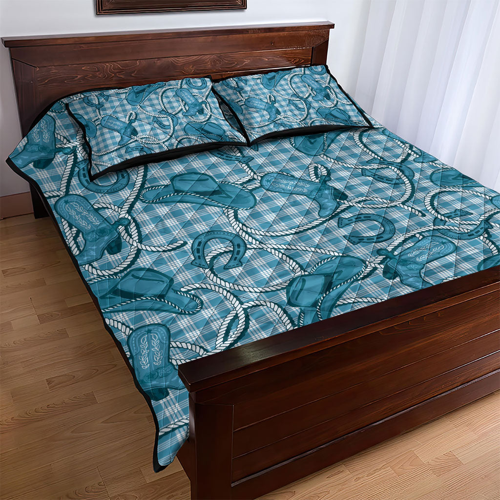 Blue Hawaii Palaka Cowboy Quilt Bed Set Hawaiian Paniolo Festival Spirit LT19 - Polynesian Pride