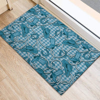 Blue Hawaii Palaka Cowboy Rubber Doormat Hawaiian Paniolo Festival Spirit LT19 - Polynesian Pride
