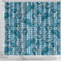 Blue Hawaii Palaka Cowboy Shower Curtain Hawaiian Paniolo Festival Spirit LT19 - Polynesian Pride