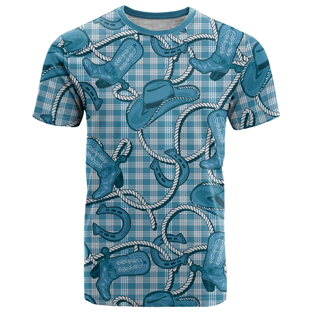 Blue Hawaii Palaka Cowboy T Shirt Hawaiian Paniolo Festival Spirit LT19 Blue - Polynesian Pride