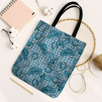 Blue Hawaii Palaka Cowboy Tote Bag Hawaiian Paniolo Festival Spirit LT19 Black Strap One Size Blue - Polynesian Pride