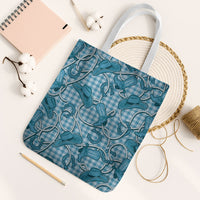 Blue Hawaii Palaka Cowboy Tote Bag Hawaiian Paniolo Festival Spirit LT19 White Strap One Size Blue - Polynesian Pride