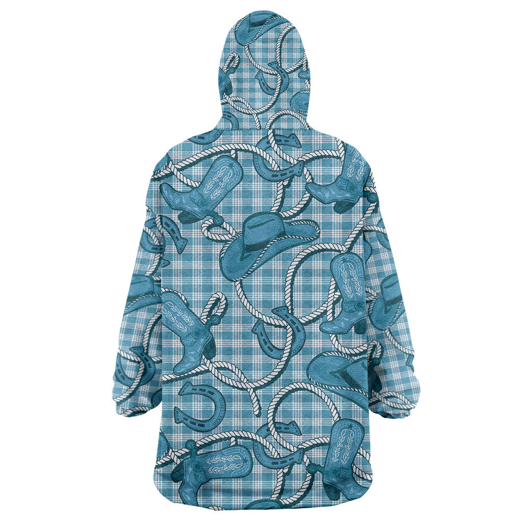 Blue Hawaii Palaka Cowboy Wearable Blanket Hoodie Hawaiian Paniolo Festival Spirit LT19 - Polynesian Pride