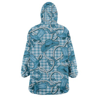 Blue Hawaii Palaka Cowboy Wearable Blanket Hoodie Hawaiian Paniolo Festival Spirit LT19 - Polynesian Pride