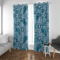Blue Hawaii Palaka Cowboy Window Curtain Hawaiian Paniolo Festival Spirit LT19 With Grommets Blue - Polynesian Pride