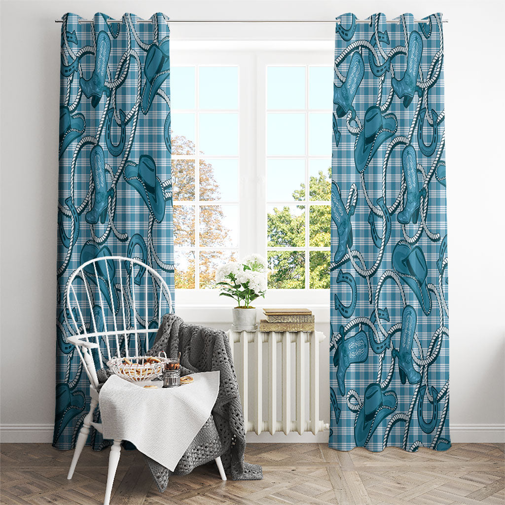 Blue Hawaii Palaka Cowboy Window Curtain Hawaiian Paniolo Festival Spirit LT19 - Polynesian Pride