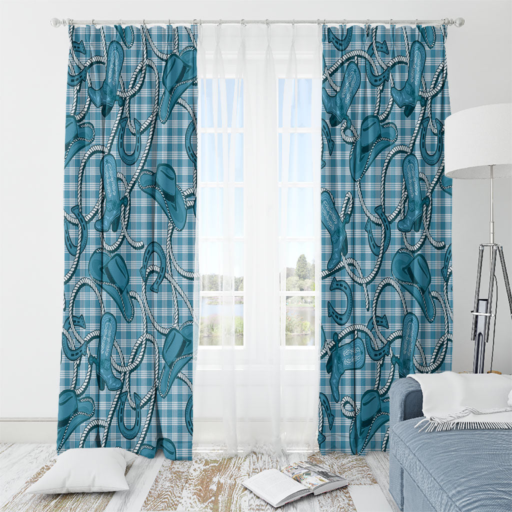 Blue Hawaii Palaka Cowboy Window Curtain Hawaiian Paniolo Festival Spirit LT19 - Polynesian Pride