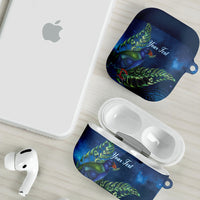 New Zealand Takahe Personalised AirPods Case Silver Fern Galaxy Polynesian Pattern