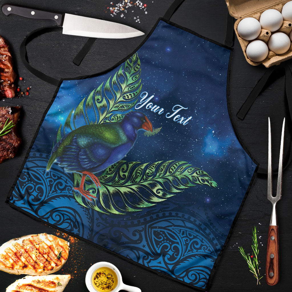 New Zealand Takahe Personalised Apron Silver Fern Galaxy Polynesian Pattern