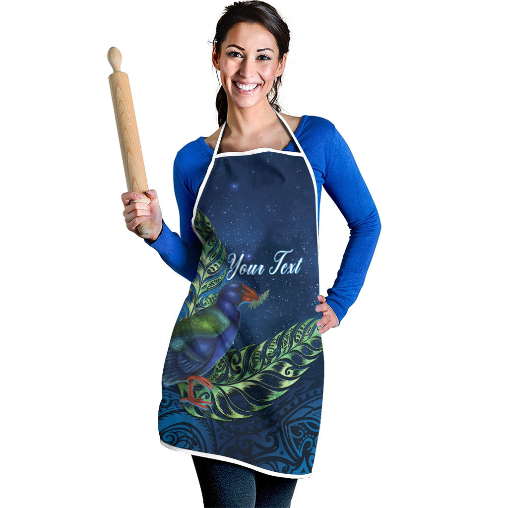New Zealand Takahe Personalised Apron Silver Fern Galaxy Polynesian Pattern