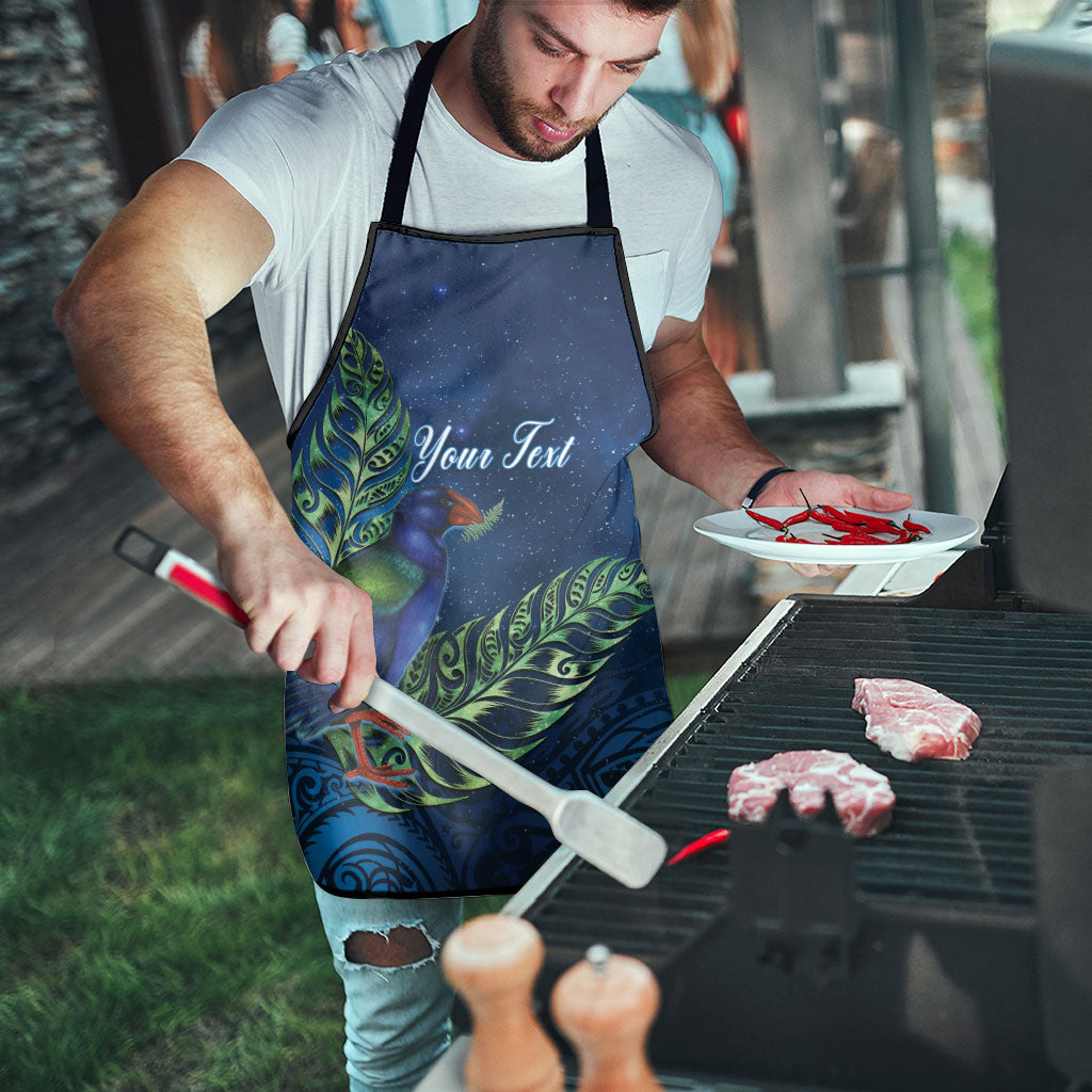 New Zealand Takahe Personalised Apron Silver Fern Galaxy Polynesian Pattern
