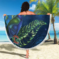 New Zealand Takahe Personalised Beach Blanket Silver Fern Galaxy Polynesian Pattern