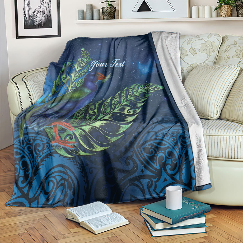 New Zealand Takahe Personalised Blanket Silver Fern Galaxy Polynesian Pattern