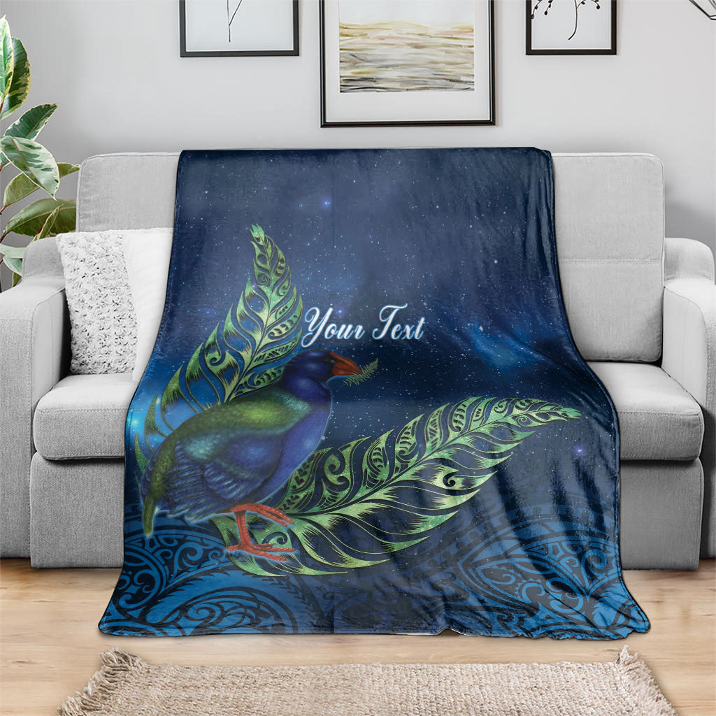New Zealand Takahe Personalised Blanket Silver Fern Galaxy Polynesian Pattern