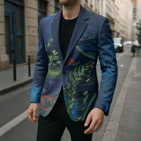 New Zealand Takahe Personalised Blazer Silver Fern Galaxy Polynesian Pattern