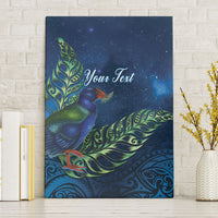 New Zealand Takahe Personalised Canvas Wall Art Silver Fern Galaxy Polynesian Pattern