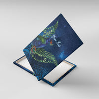 New Zealand Takahe Personalised Canvas Wall Art Silver Fern Galaxy Polynesian Pattern