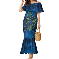 New Zealand Takahe Personalised Family Matching Mermaid Dress and Hawaiian Shirt Silver Fern Galaxy Polynesian Pattern