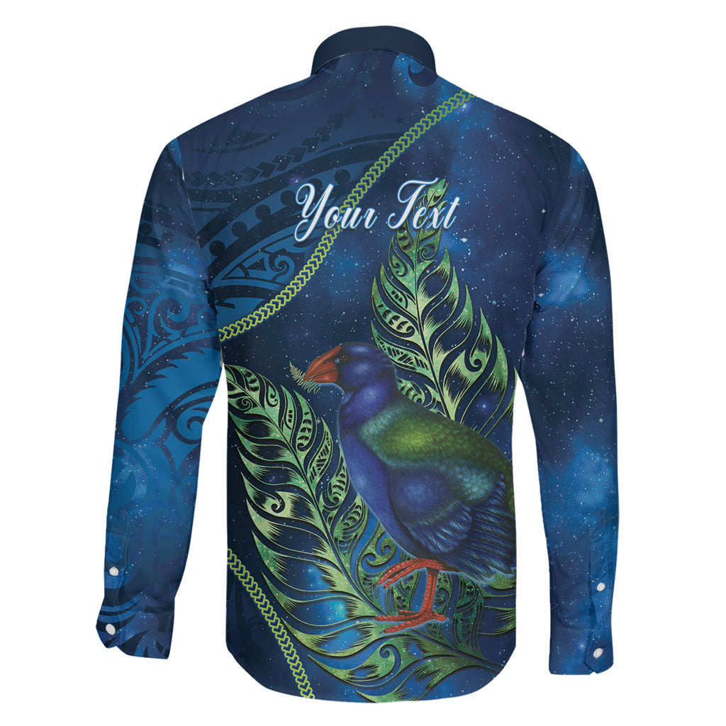 New Zealand Takahe Personalised Family Matching Off The Shoulder Long Sleeve Dress and Hawaiian Shirt Silver Fern Galaxy Polynesian Pattern