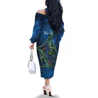 New Zealand Takahe Personalised Family Matching Off The Shoulder Long Sleeve Dress and Hawaiian Shirt Silver Fern Galaxy Polynesian Pattern